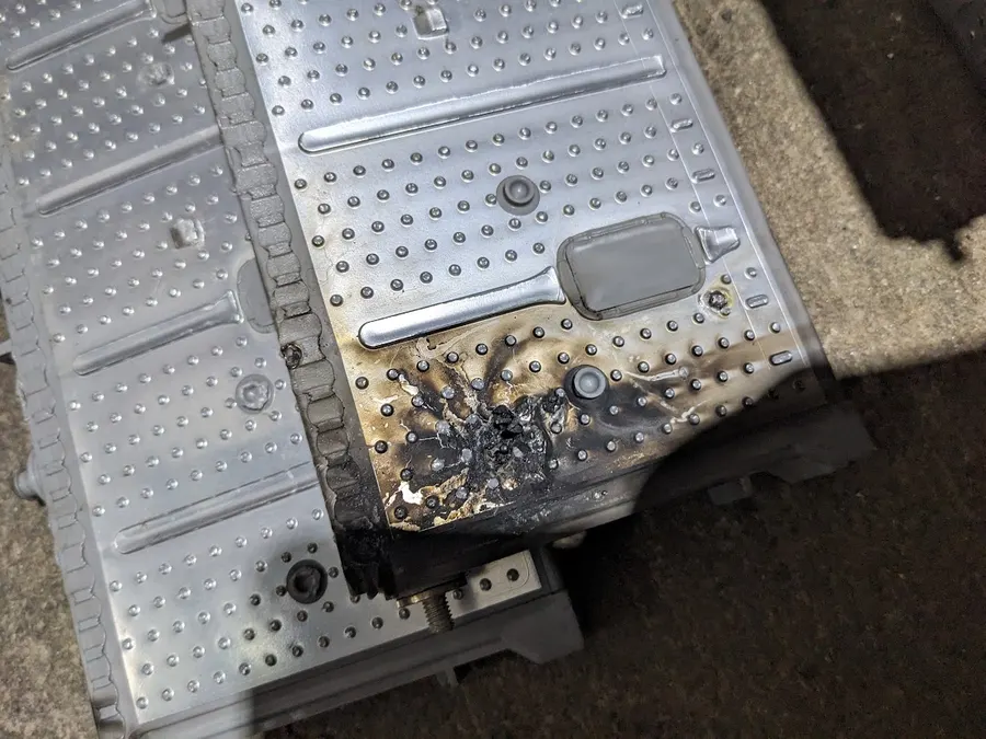 Burned hybrid battery terminal inspection at CKP Auto Repair